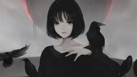 Download 1920x1080 Gothic Anime Girl Semi Realistic Raven Black Eyes
