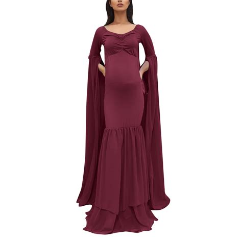 Baycosin Maternity Dress Cotton Gown Maxi Photography Dress For Photo