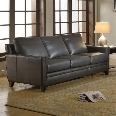 Italiano Furniture Fletcher Leather 3 Piece Living Room Set In Charcoal