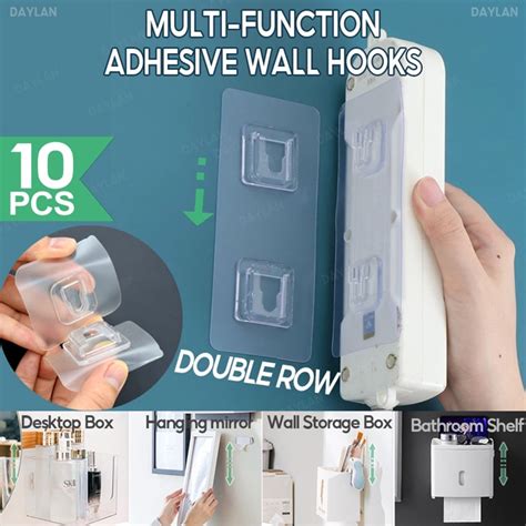 Off Pcs Pairs Double Sided Adhesive Wall Hooks Wall Storage