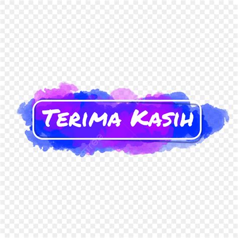 Terima Kasih نص أزرق ألوان مائية خلفية شفافة قصاصة فنية تيريما كاسيه