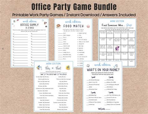 12 Office Party Printable Game Bundle Coworker Staff Game Etsy