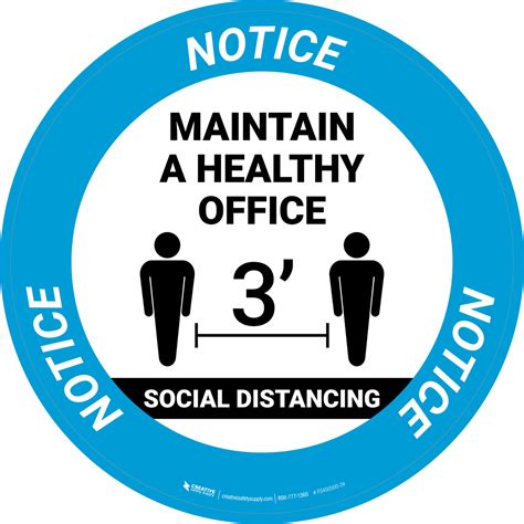 Notice Social Distancing Maintain A Healthy Office 3ft Circular