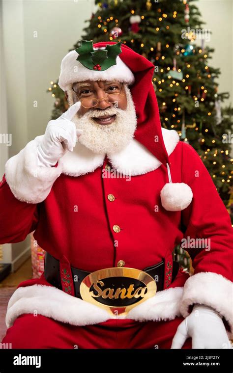 Representation Of A African American Black Santa Claus Pointing At