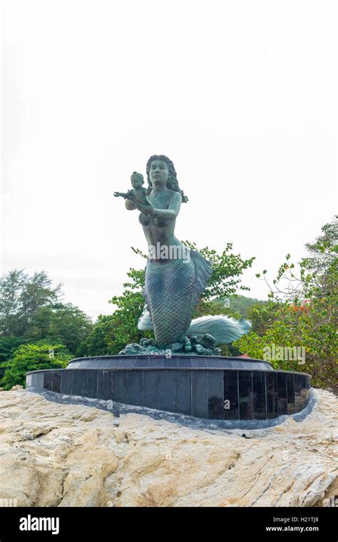 The Mermaid Statue On The Rock At Sai Kaew Beach In Samet Island
