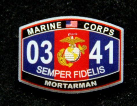 Mos 0341 Mortarman Lapel Hat Pin Up Us Marines Dress Blues 120mm Pvt