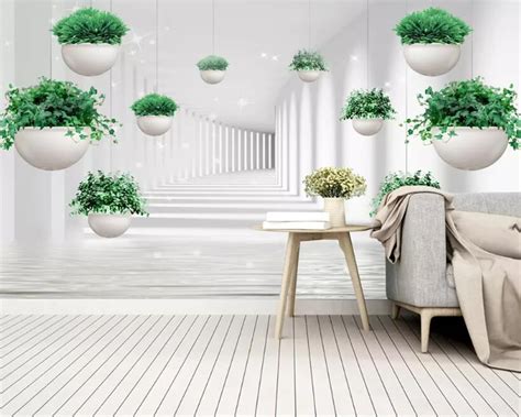 Beibehang Custom Hd 3d Wallpaper Mural Small Fresh Hanging Plant Space