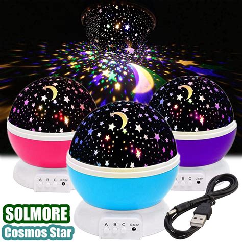 Buy 3 Colors Led Star Projector Lamp 360 Degree Romantic Rotating Night