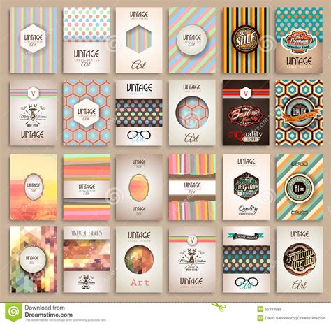 Vintage Styles Brochure Templates Set With Labels Stock Vector