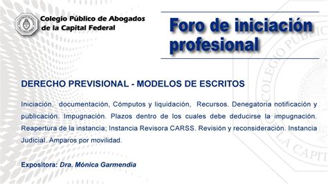 Videoconferencia Foro De Iniciación Profesional Derecho Previsional