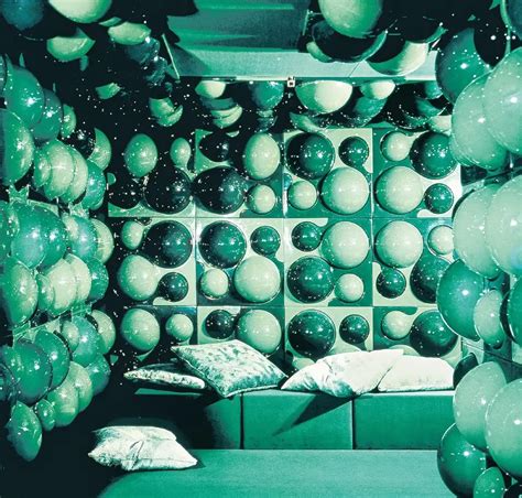 wall elements in dark and light green designed by verner panton for visiona2 groovy interiors