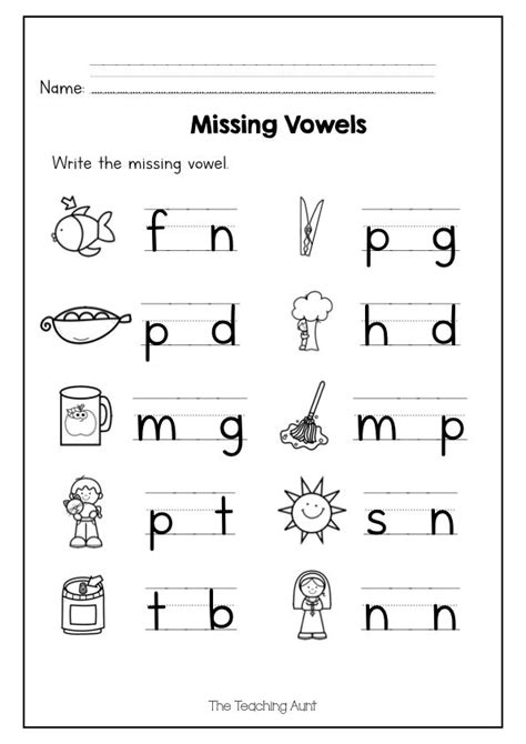 Missing Vowel Worksheets For Kindergarten The Teaching Aunt Vowel
