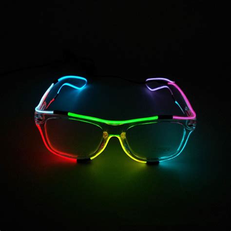 multicolors el glowing glasses fashion neon led light up shutter shaped glow glasses for dance