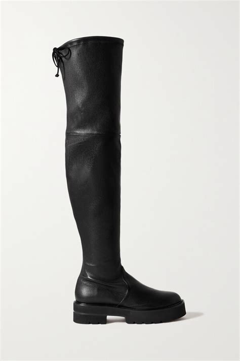 stuart weitzman lowland ultralift stretch leather over the knee boots black shopstyle