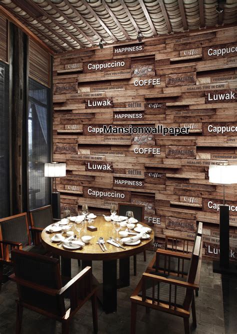 Jual Wallpaper Dinding Cafe Coffee Motif Kayu Roll Besar - Jakarta