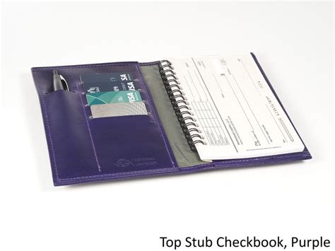 Leather Top Stub Checkbook Card Wallet With Pen Slot Etsy