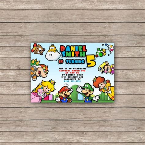 Super Mario Birthday Invitations Birthday Party Card Digital
