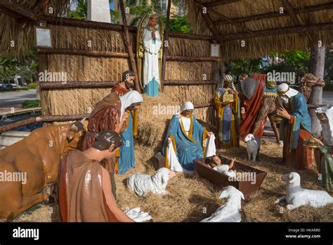 Outdoor Life Size Christmas Nativity Scene Coral Gables Florida Usa