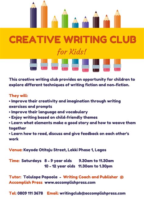 New Creative Writing Club For Kids Accomplish Press