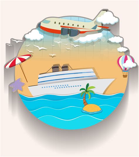 Travel Theme With Cruise And Airplane 418623 Vector Art At Vecteezy