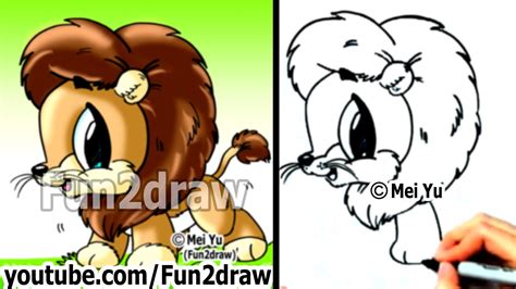 Learn how to draw a lion to make a few simple guidelines to give you realistic lion structure and proportion for your kids in learning animals in ease. How to Draw Easy - How to Draw a Lion (CUTE!) - Draw Animals - Fun2draw