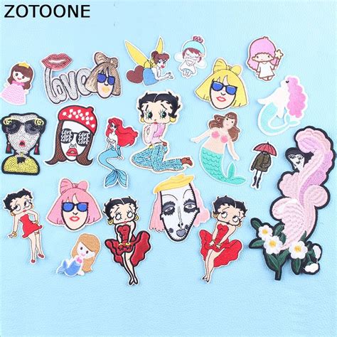 Zotoone Iron On Patches Beautiful Girl Embroidery Patch For Clothing