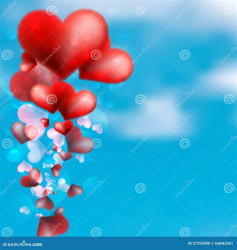 Red Heart Floating In The Sky Eps10 Stock Vector Illustration Of
