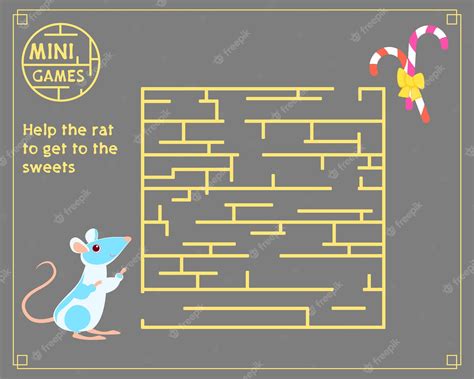 Premium Vector | Rat with square maze and candy help the rat to get to