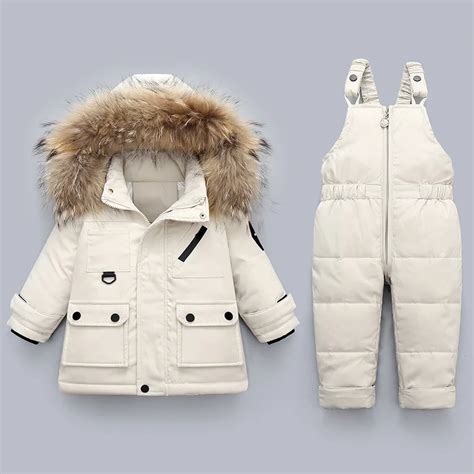 2pcs Kids Clothes Set Winter Down Jacket Baby Jumsuit Overalls Toddler