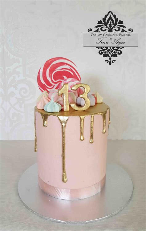 Pink And Gold Drip Cake Birthday Cakes For Teens 13 Birthday Cake