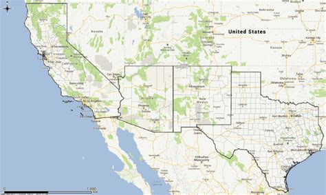 Map Of The South West Usa Showing The States Of Arizona California