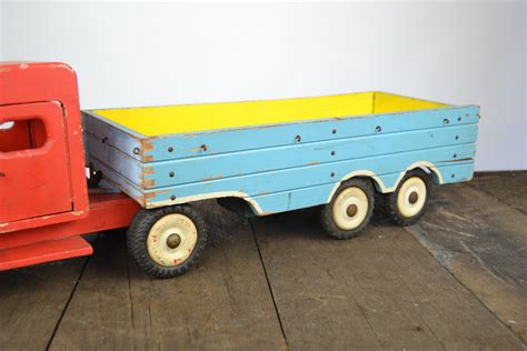 1950s Wooden Toy Truck With Trailer By Bigge Germany Retro Station
