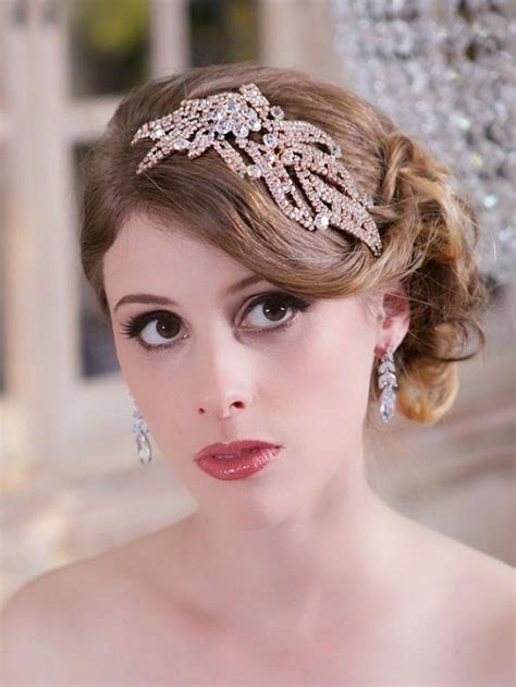 Crystal Rose Gold Headpiece Crystal Wedding Head Piece Crystal Bridal