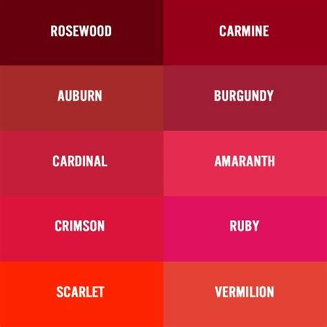 Color Pallets Red Color Names Color Pallets Shades Of Burgundy