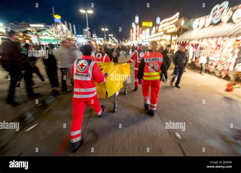 Paramedics Of The German Red Cross Push A Stretcher To A Location At The 182nd Oktoberfest In