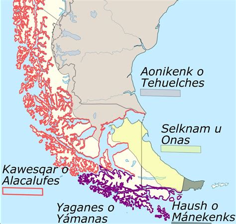 Map Of The Indigenous Peoples Of Southern Argentina And Tierra Del