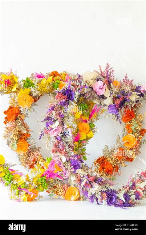 Colorful Heart Shaped Flower Arrangement Stock Photo Alamy