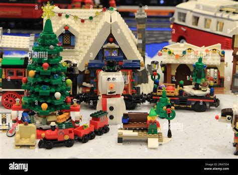 Lego Christmas Scene Lego Convention Raleigh North Carolina Stock Photo