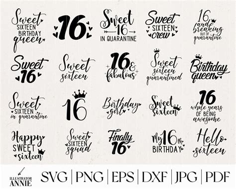 Sweet 16 Svg Bundle Commercial Use Sweet 16 Svg Quote Etsy