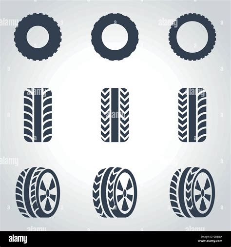 Vector Black Tire Icon Set Stock Vector Image And Art Alamy