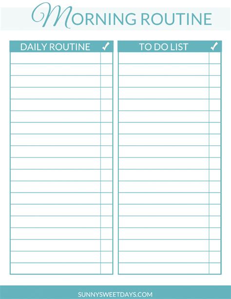 Morning Routine Free Daily Checklist Printable