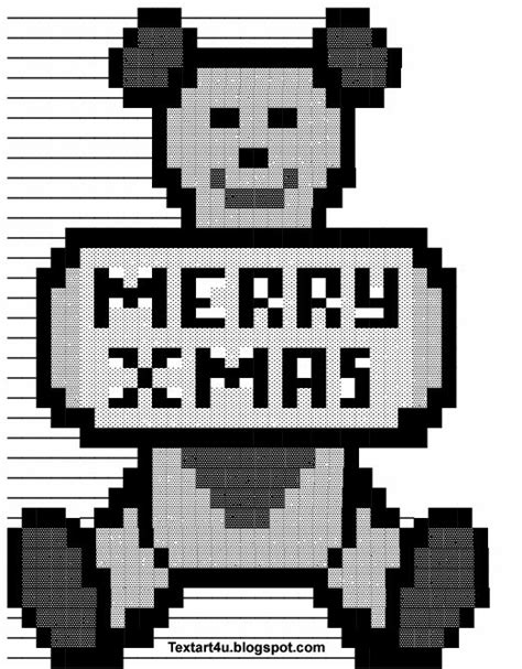 Merry Christmas Teddy Bear Ascii Text Art Cool Ascii Text Art 4 U