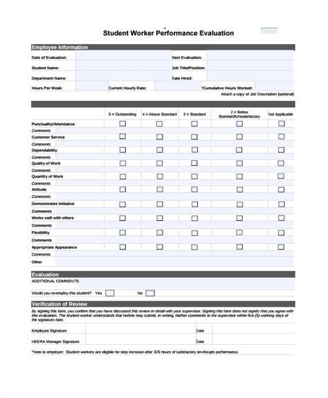 sample performance review form template