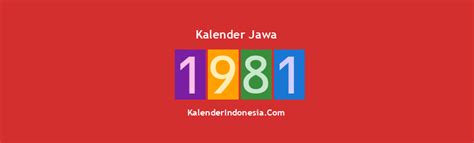 Kalender Tahun 1981 Lengkap Dengan Weton Meteor