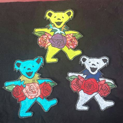 Grateful Dead Dancing Bear With Roses Patch