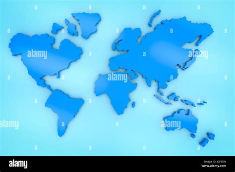 3d Rendering Blue World Map On Blue Background Stock Photo Alamy