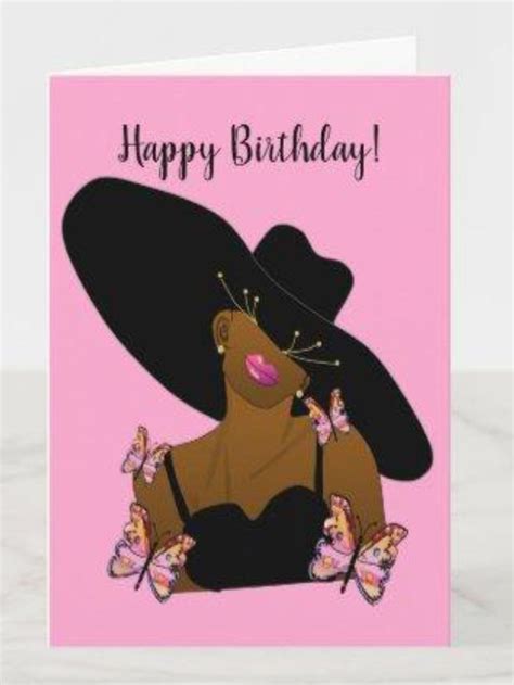 This Cute Card Features An African American Lady With A Large Black Hat