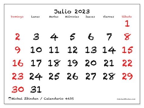 Calendario Julio De 2023 Para Imprimir 40ld Michel Zb