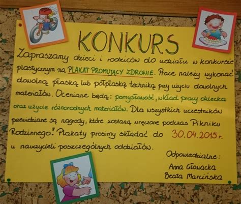 Konkurs Na Plakat Promujący Zdrowie Przedszkole