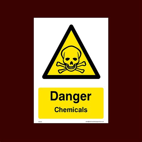 Danger Chemicals Sticker Self Adhesive Sign WCD Danger Acid Corrosive Hazardous